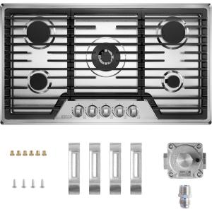 imageEmpava 12quot Gas Stove Cooktop with 2 Italy Sabaf Sealed Burners NGLPG Convertible in Stainless Steel 12 inchesGC36