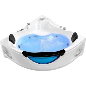 imageEmpava 2 Person Corner Whirlpool Bathtub with 10 Jets Jetted Tub with Light and Heater Hydro Massage Tub with Chromatherapy ETL CertifiedModern