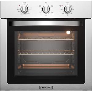 imageEmpava 24 inch Electric Single Wall Oven 25 Cuft Stainless Steel with Basic Broil Bake Functions Mechanical Knobs Control 24WOE40L SilverOven