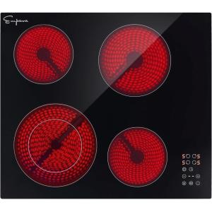 imageEmpava 24Inch Electric Radiant Cooktop 4 Burners Stove Top 6400W with 199 Minutes Timer and 9 Heating Levels Smooth Glass Surface in Black 24 Inch