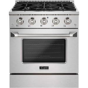 imageEmpava 30 Inch Professional Gas Range with 4 Burners 42 Cu Ft Oven Capacity True Convection Freestanding ampamp SlideIn Stainless Steel