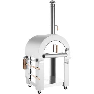 imageEmpava 325quot Wood Fired Pizza Oven Grill with Stand and Wheels for Outdoor Camping Backyard GardenPatio in Stainless Steel RedPG01