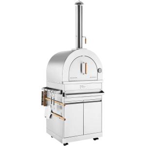 imageEmpava 325quot Wood Fired Pizza Oven Grill with Stand and Wheels for Outdoor Camping Backyard GardenPatio in Stainless Steel RedPG02