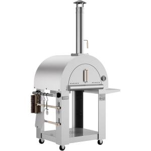 imageEmpava 325quot Wood Fired Pizza Oven Grill with Stand and Wheels for Outdoor Camping Backyard GardenPatio in Stainless Steel RedPG05