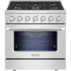 imageEmpava 36 Inch ProStyle Slidein Single Oven Gas Range with 6 Sealed Ultra HighLow BurnersHeavy Duty Continuous Grates in Stainless Steel36 Inch