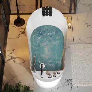 imageEmpava 59 Inch Freestanding Whirlpool Tub  Acrylic Jetted BathtubDeep Concave Back Tapered InteriorETL Certified