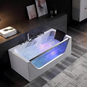 imageEmpava 59 Whirlpool Bathtub Jetted Tub with LightSPA Hydromassage with ChromatherapyAcrylic3Side ApronWhite