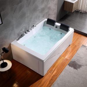 imageEmpava 59 in Acrylic Alcove Whirlpool Bathtub  Hydromassage Rectangular Jetted Soaking Tub with Center Drain  Waterfall Faucet71 InchJT667B