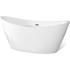 imageEmpava 59quot Freestanding Luxury Acrylic Soaking SPA Tub Modern Stand Alone Bathtubs Model 59BT1518 White59 Inch