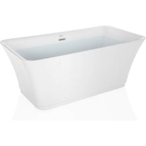 imageEmpava 59quot Luxury Freestanding Acrylic Soaking SPA Tub Modern Stand Alone Bathtubs with Custom Contemporary Design  59 Inch WhiteWhite