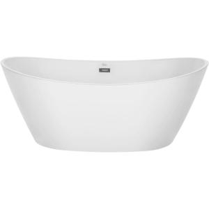 imageEmpava 67quot Luxury Modern Bathroom Freestanding White Color Acrylic Bathtub Soaking SPA Tub With Drain and Overflow59 InCurved1518