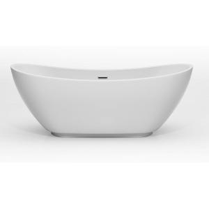 imageEmpava 67quot Luxury Modern Bathroom Freestanding White Color Acrylic Bathtub Soaking SPA Tub With Drain and Overflow69 InCurved1603