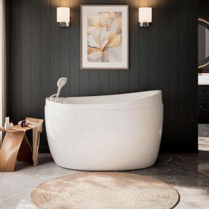 imageEmpava 69 Inch Freestanding Bathtub  Acrylic Free Standing Soaking Tubs with Contemporary Design White59 in