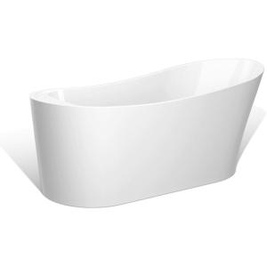 imageEmpava 69 Inch Freestanding Bathtub  Acrylic Free Standing Soaking Tubs with Contemporary Design White67inch