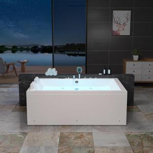 imageEmpava 69 Inch Freestanding Bathtub  Acrylic Free Standing Soaking Tubs with Contemporary Design White71 Inch