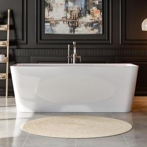 imageEmpava 69quot Freestanding Bathtub Luxury Acrylic Soaking Tub Modern StandAlone Design Glossy White  cUPC Certified67 Inch