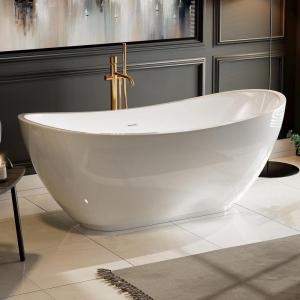 imageEmpava 69quot Freestanding Bathtub Luxury Acrylic Soaking Tub Modern StandAlone Design Glossy White  cUPC Certified69 Inch