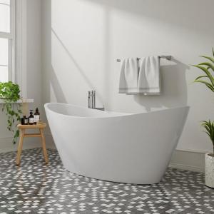 imageEmpava 69quot Freestanding Bathtub Luxury Acrylic Soaking Tub Modern StandAlone Design Glossy White  cUPC CertifiedFT518