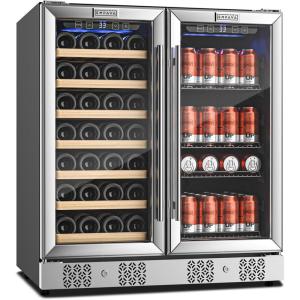 imageEmpava Cooler Refrigerator 160 Bottles Dual Zone Built in or Freestanding Compressor Wine Fridge Chiller in Stainless Steel 24 Inch30in Dual Zone