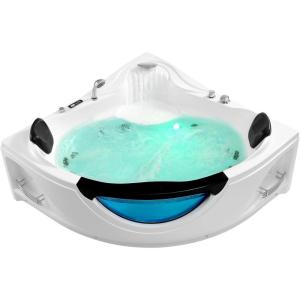 imageEmpava Corner Whirlpool Bathtub  2 Person Jetted Tub With 10 Jets Heater Light Spa Bath Hydro Massage With Chroma Therapy