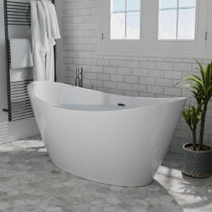 imageEmpava Freestanding Bathtub59 in Soaking TubLuxury Acrylic Stand Alone Tub Included Overflow and Drain for Bathroom Glossy WhitecUPC Certified