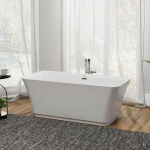 imageEmpava Modern 59 inch Acrylic Freestanding Bathtub Contemporary Soaking Tub with Overflow and Drain White BT511