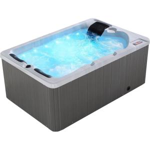 imageEmpava Outdoor Massage Whirlpool Spa 3Person 22Jet Lounger Acrylic Hot Tub with Ozonator White 7283quot L x4724 W x 2874quot H