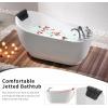 image59 in Acrylic Freestanding Bath Tub Hydromassage Gracefully Oval Shaped 7 Water Jets Soaking SPA SingleEnded Massage Bathtubs with Black Pillow  White