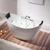 image59 in Acrylic Freestanding Bath Tub Hydromassage Gracefully Oval Shaped 8 Water Jets Soaking SPA DoubleEnded Massage Bathtubs with 2 Black Pillows  White