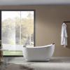 image67 in Acrylic Freestanding Bath Tub Hydromassage Gracefully Oval Shaped 7 Water Jets Soaking SPA SingleEnded Massage Bathtubs with Black Pillow  White