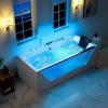 image67quot Whirlpool Hydro Massage Tub with Chromatherapy Hydrotherapy Jetted Bathtub with Glass Panel Acrylic Spa Tub with Center Drain White