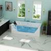 image67quot Whirlpool Hydro Massage Tub with Chromatherapy Hydrotherapy Jetted Bathtub with Glass Panel Acrylic Spa Tub with Center Drain White