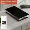 imageEmpava 2 Burner infrared Cooktop 3000W Built in Electrical Stove Top for Kitchen 208240V Hard Wired No Plug ETL Certified Black 12 inch12in