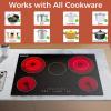 imageEmpava 30 Inch Electric Cooktop Builtin Radiant Ceramic Stove 5 Burners 2 Dual Expandable Elements 100W Warming Zone Touch Controls Timer Child Lock Black Glass Hardwired ETL Certified 30quot