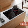 imageEmpava 30 Inch Electric Cooktop Builtin Radiant Ceramic Stove 5 Burners 2 Dual Expandable Elements 100W Warming Zone Touch Controls Timer Child Lock Black Glass Hardwired ETL Certified 30quot
