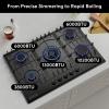 imageEmpava 30quot Gas Stove Cooktop LPGNG Convertible with 5 Italy SABAF Burners Tempered Glass in Black 30 inch30 inch