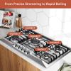 imageEmpava 36 in Gas Stove Cooktop 5 Italy Sabaf Sealed Burners NGLPG Convertible in Stainless Steel 36 Inch