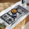 imageEmpava 36 in Gas Stove Cooktop 5 Italy Sabaf Sealed Burners NGLPG Convertible in Stainless Steel 36 Inch
