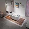 imageEmpava 59 in Acrylic Freestanding Tub Hydromassage Gracefully Oval Shaped Whirlpool 7 Water Jets Soaking SPA SingleEnded Massage Bathtub with Black Pillow  White