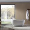 imageEmpava 59 in Acrylic Freestanding Tub Hydromassage Gracefully Oval Shaped Whirlpool 7 Water Jets Soaking SPA SingleEnded Massage Bathtub with Black Pillow  White