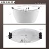imageEmpava 59 in Acrylic Freestanding Tub Hydromassage Gracefully Oval Shaped Whirlpool 8 Water Jets Soaking SPA DoubleEnded Massage Bathtub with 2 Black Pillows  White