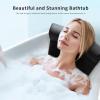 imageEmpava 59 in Acrylic Freestanding Tub Hydromassage Gracefully Oval Shaped Whirlpool 8 Water Jets Soaking SPA DoubleEnded Massage Bathtub with 2 Black Pillows  White