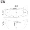 imageEmpava 59 in Acrylic Freestanding Tub Hydromassage Gracefully Oval Shaped Whirlpool 8 Water Jets Soaking SPA DoubleEnded Massage Bathtub with 2 Black Pillows  White