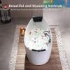 imageEmpava 59 in Acrylic Freestanding Tub Hydromassage Gracefully Oval Shaped Whirlpool 8 Water Jets Soaking SPA DoubleEnded Massage Bathtub with 2 Black Pillows  White