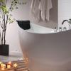 imageEmpava 59 in Acrylic Freestanding Tub Hydromassage Gracefully Oval Shaped Whirlpool 8 Water Jets Soaking SPA DoubleEnded Massage Bathtub with 2 Black Pillows  White