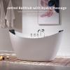imageEmpava 59 in Acrylic Freestanding Tub Hydromassage Gracefully Oval Shaped Whirlpool 8 Water Jets Soaking SPA DoubleEnded Massage Bathtub with 2 Black Pillows  White