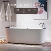 imageEmpava 59 in Acrylic Freestanding Tub Hydromassage Gracefully Oval Shaped Whirlpool 8 Water Jets Soaking SPA DoubleEnded Massage Bathtub with Two Black Pillow59 Inchold