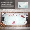 imageEmpava 59 in Acrylic Freestanding Tub Hydromassage Gracefully Oval Shaped Whirlpool 8 Water Jets Soaking SPA DoubleEnded Massage Bathtub with Two Black Pillow67 Inch