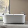 imageEmpava 59 in Acrylic Freestanding Tub Hydromassage Gracefully Oval Shaped Whirlpool 8 Water Jets Soaking SPA DoubleEnded Massage Bathtub with Two Black Pillow59 Inchold