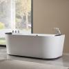 imageEmpava 59 in Acrylic Freestanding Tub Hydromassage Gracefully Oval Shaped Whirlpool 8 Water Jets Soaking SPA DoubleEnded Massage Bathtub with Two Black Pillow67inch